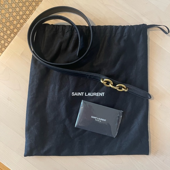 SOLD - Saint Laurent Chain-Embellished Leather Belt - Picture 4 of 10